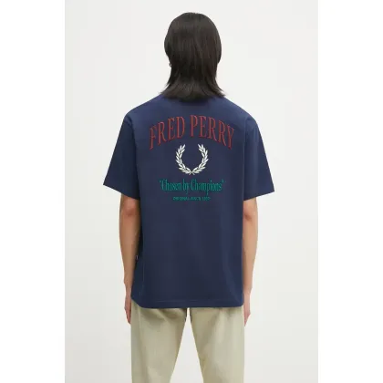 Zdjęcie Fred Perry t-shirt bawełniany męski kolor granatowy gładki M9826.X86