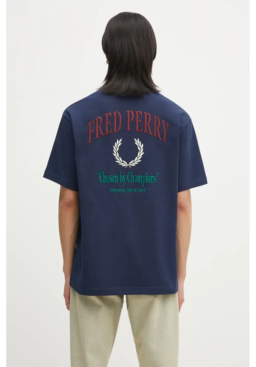 obrazek 1 Fred Perry t-shirt bawełniany męski kolor granatowy gładki M9826.X86