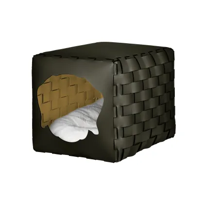 Zdjęcie Ciemnooliwkowy pleciony domek dla psa 35x40x35 cm