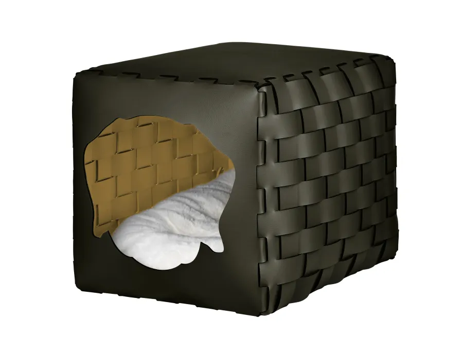 obrazek 1 Ciemnooliwkowy pleciony domek dla psa 35x40x35 cm