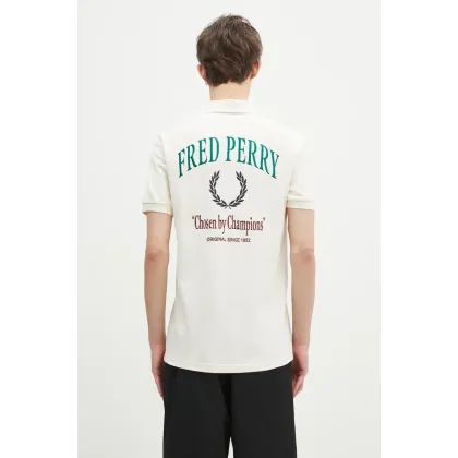 Zdjęcie Fred Perry polo bawełniane kolor beżowy z aplikacją M9834.560