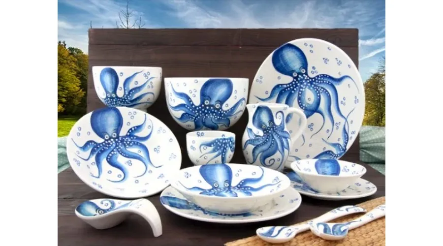 obrazek 4 Mała ceramiczna ręcznie malowana miska na makaron z motywem ośmiornicy - Le Ceramiche