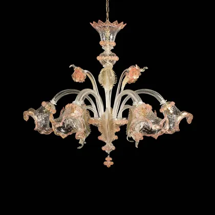 Zdjęcie Uroczy włoski żyrandol ze szkła murano w stylu weneckim