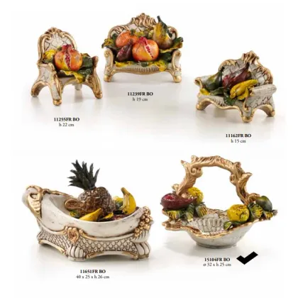 Picture Ceramic decoration - tray with handle and fruit - Valle d'oro Patchi