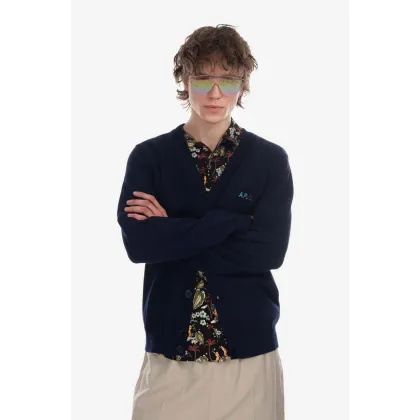 Zdjęcie A.P.C. kardigan bawełniany kolor granatowy COGDK.H22229-DARKNAVY