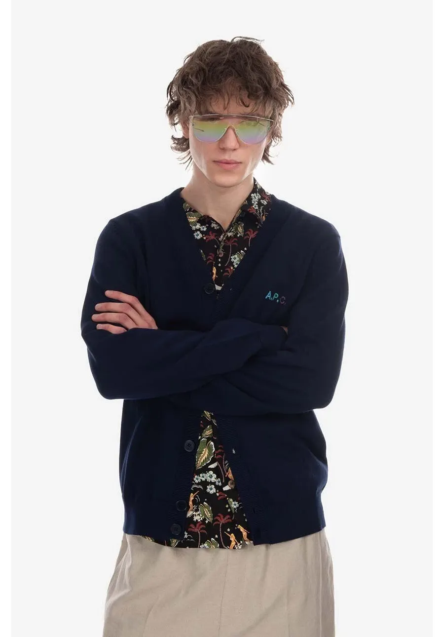 obrazek 1 A.P.C. kardigan bawełniany kolor granatowy COGDK.H22229-DARKNAVY