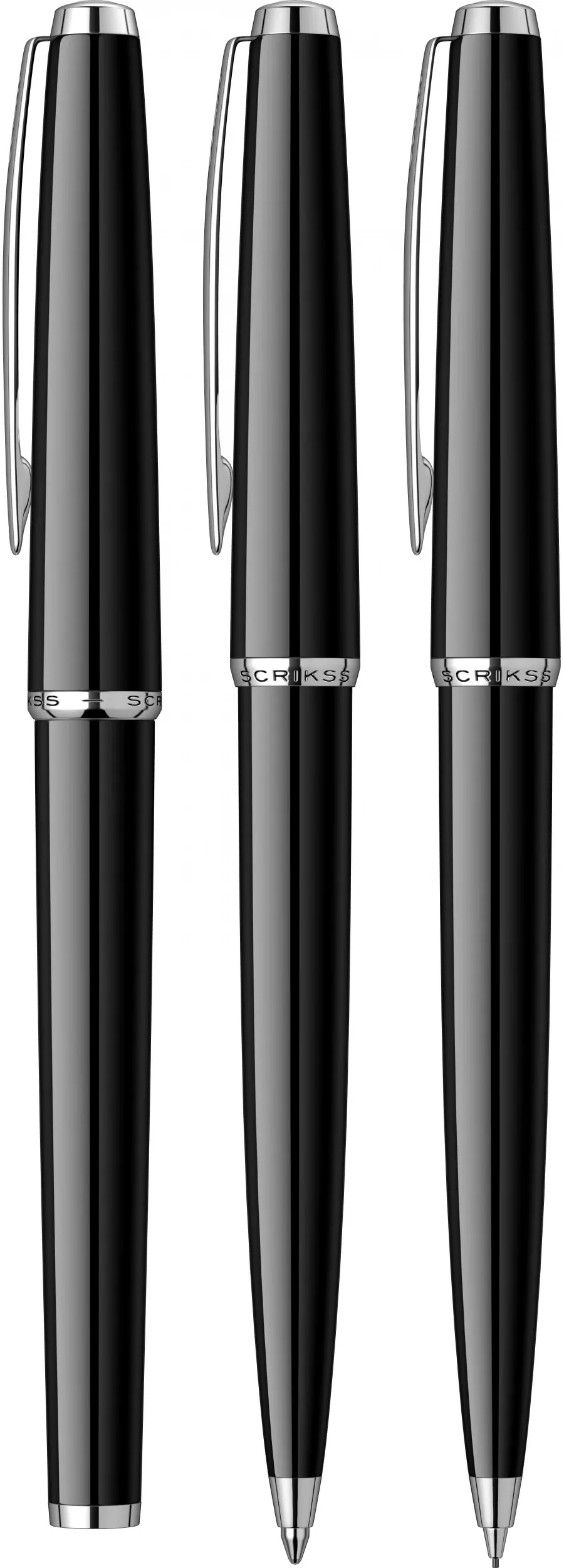 obrazek 4 Czarny zestaw piśmienniczy: pióro wieczne - długopis - ołówek mechaniczny 0.7mm
