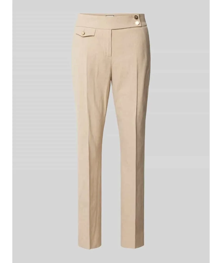 obrazek 1 Spodnie lniane o kroju slim fit w kant model ‘INEZ’
