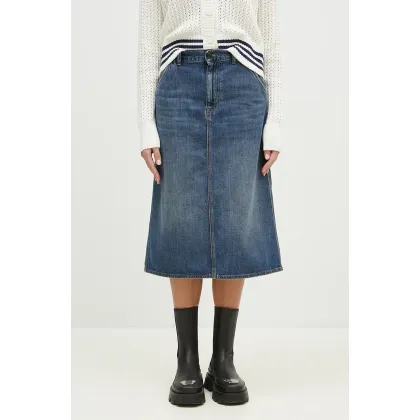 Zdjęcie Carhartt WIP spódnica jeansowa Single Knee Skirt kolor niebieski midi rozkloszowana I034224.014L