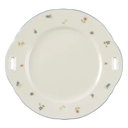 Zdjęcie Okrągły porcelanowy talerz do ciasta z rączkami w stylu klasycznym - Seltmann Weiden