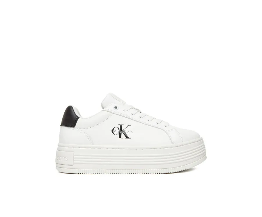obrazek 1 Calvin Klein Jeans Sneakersy Bold Flatf Low Lace Lth YW0YW01878 Biały