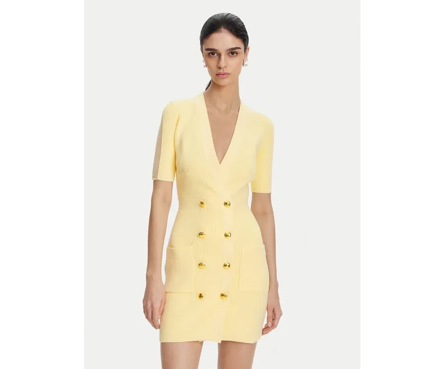 obrazek 1 Elisabetta Franchi Sukienka dzianinowa AM-66S-51E2 Żółty Regular Fit
