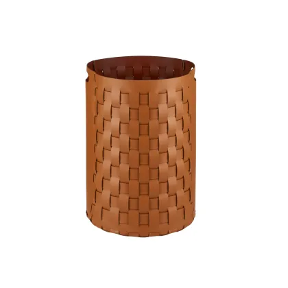 Zdjęcie Kosz Bottega Ø40xH57 cm ze skóry w kolorze koniakowym