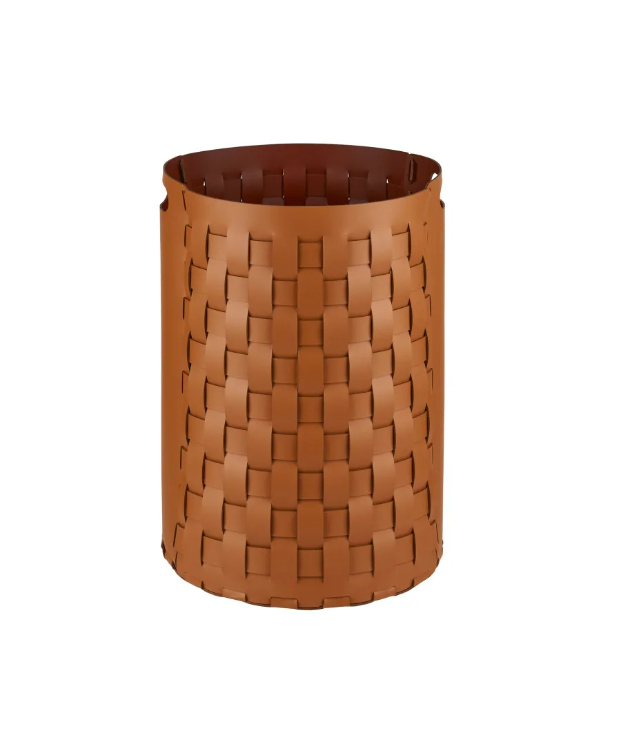 obrazek 1 Kosz Bottega Ø40xH57 cm ze skóry w kolorze koniakowym