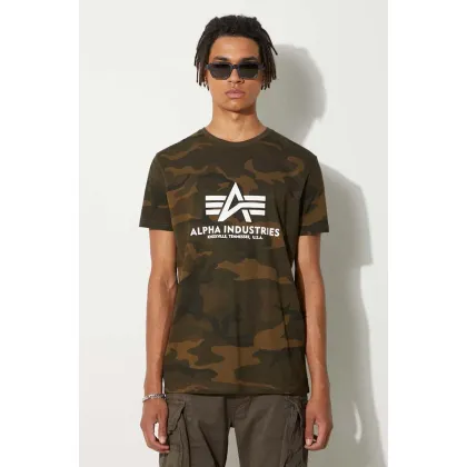 Zdjęcie Alpha Industries t-shirt Basic męski kolor zielony wzorzysty 100501C.239-ZIELONY