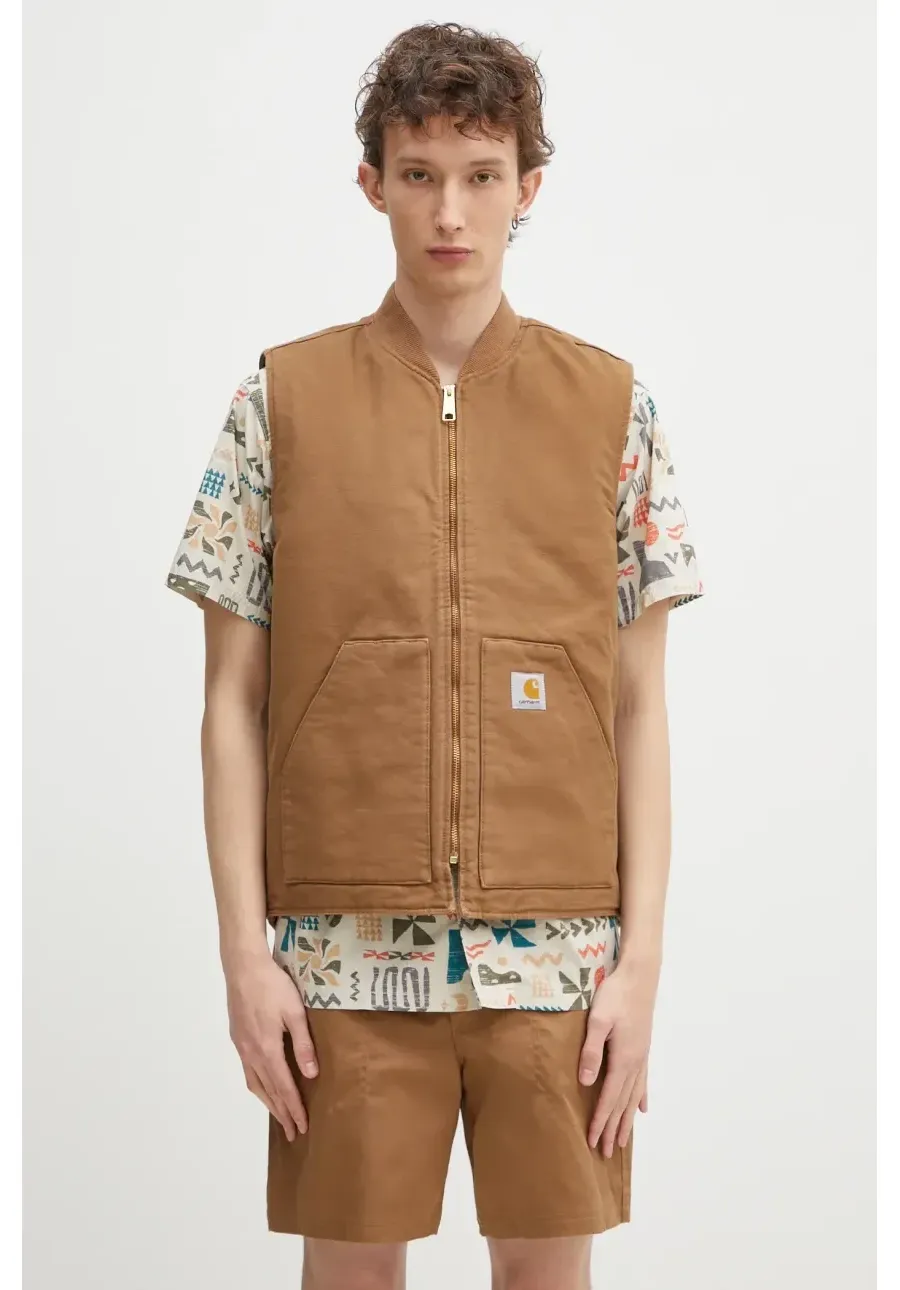 obrazek 1 Carhartt WIP bezrękawnik bawełniany Classic Vest męski kolor brązowy przejściowy I026457.HZ02