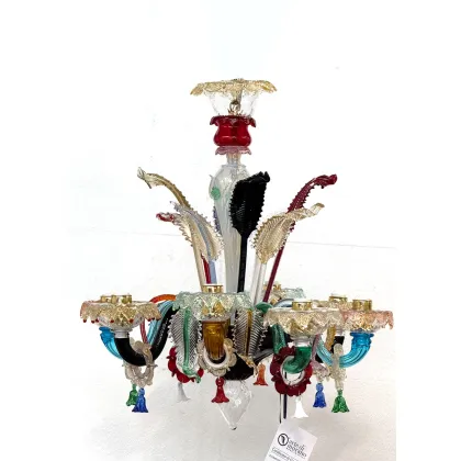 Zdjęcie Urokliwy wenecki żyrandol na 8 żarówek ze szkła Murano