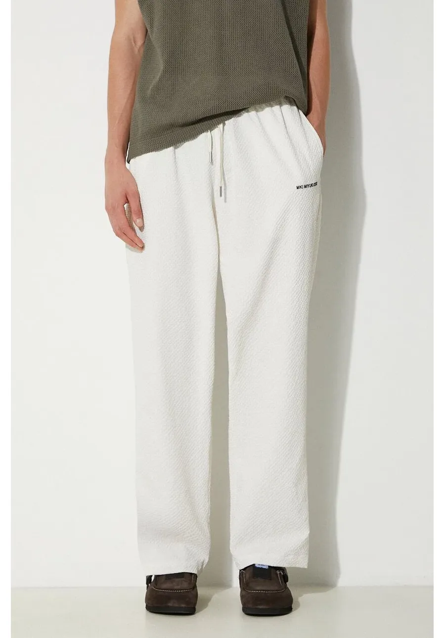 obrazek 1 MKI MIYUKI ZOKU spodnie Seersucker Trousers męskie kolor beżowy proste SEERSUCKER.TROUSERS