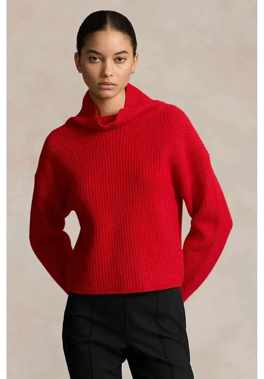 obrazek 1 Polo Ralph Lauren sweter wełniany damski kolor czerwony ciepły z golfem 211910459