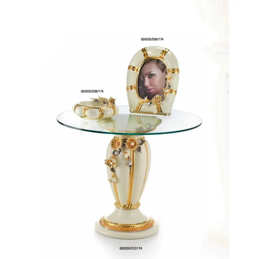 obrazek 1 Włoska popielniczka z ceramiki w odcieniach beżu i złota Ceramiche Stella