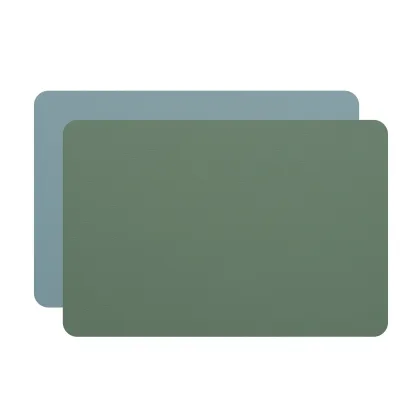 Picture Leather desk pad in light blue and eucalyptus