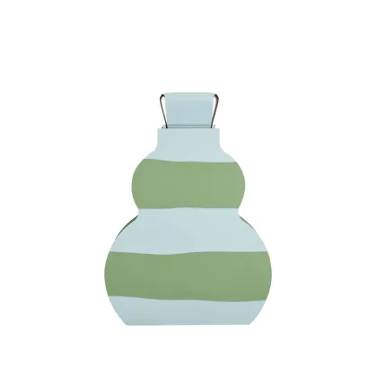 Zdjęcie Unikalny skórzany wazon Otto 9x33xH45 cm w poziome pasy w kolorze jasnobłękitnym i eukaliptusa