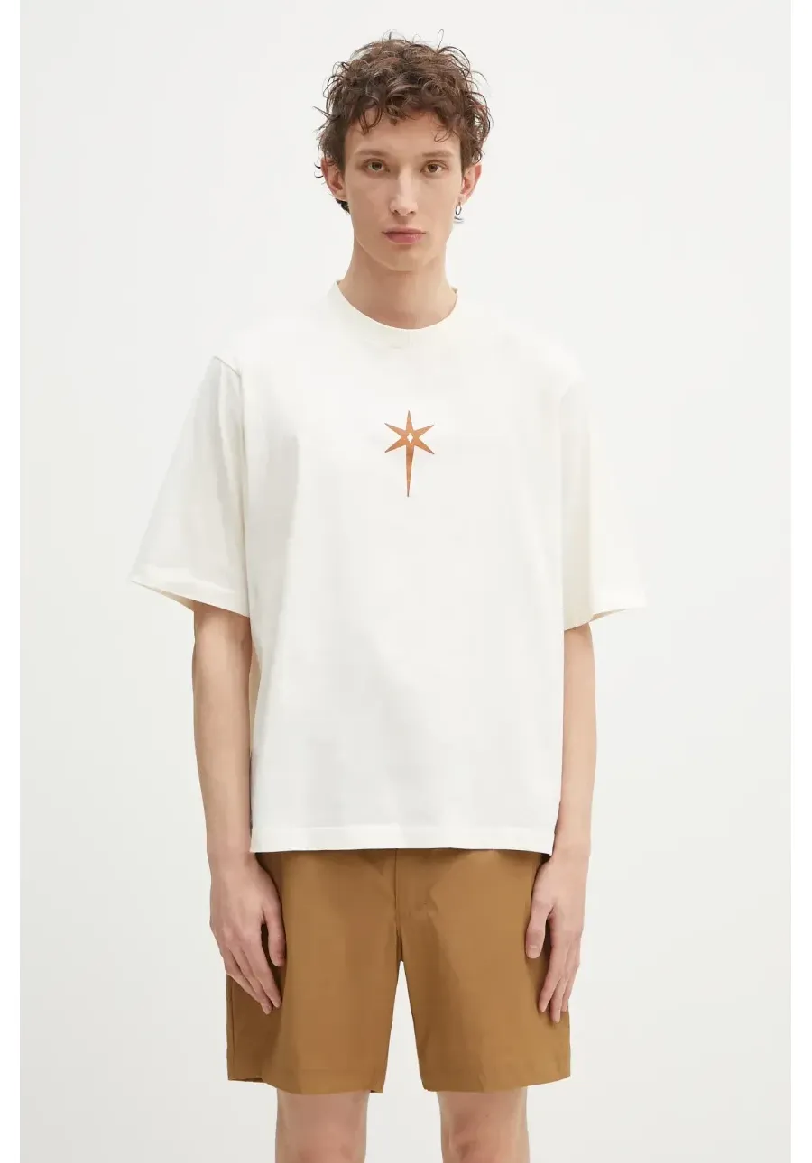 obrazek 1 Marcelo Burlon t-shirt bawełniany County Goth Boxy T-Shirt Ecru Brown męski kolor beżowy z nadrukiem CMAA05AS25JER0036F60