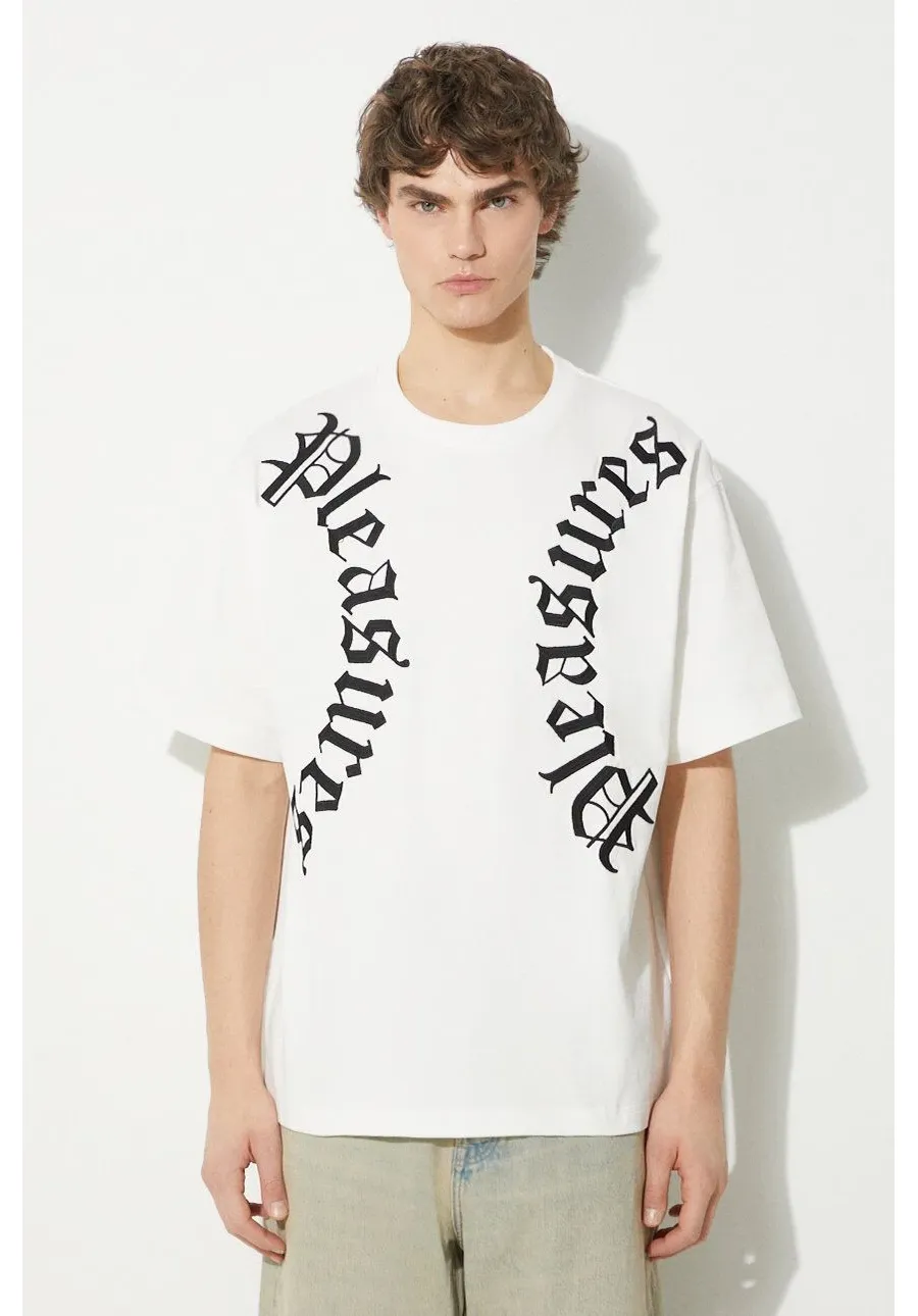 obrazek 1 PLEASURES t-shirt bawełniany Harness Heavyweight T-Shirt męski kolor biały z aplikacją P24SP010.WHITE