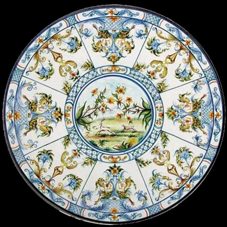 obrazek 1 Blat stołu ogrodowego wykonany z lawy zdobiony bogatym ornamentem – Ceramiche Valchida