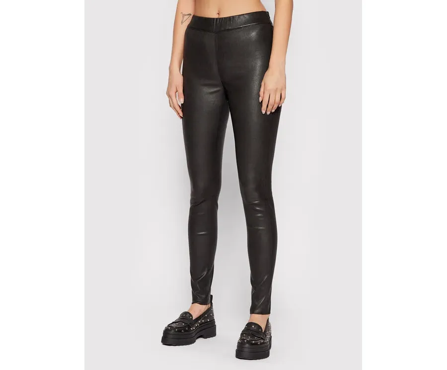 obrazek 1 Notes Du Nord Spodnie skórzane Mio 11260 Czarny Slim Fit