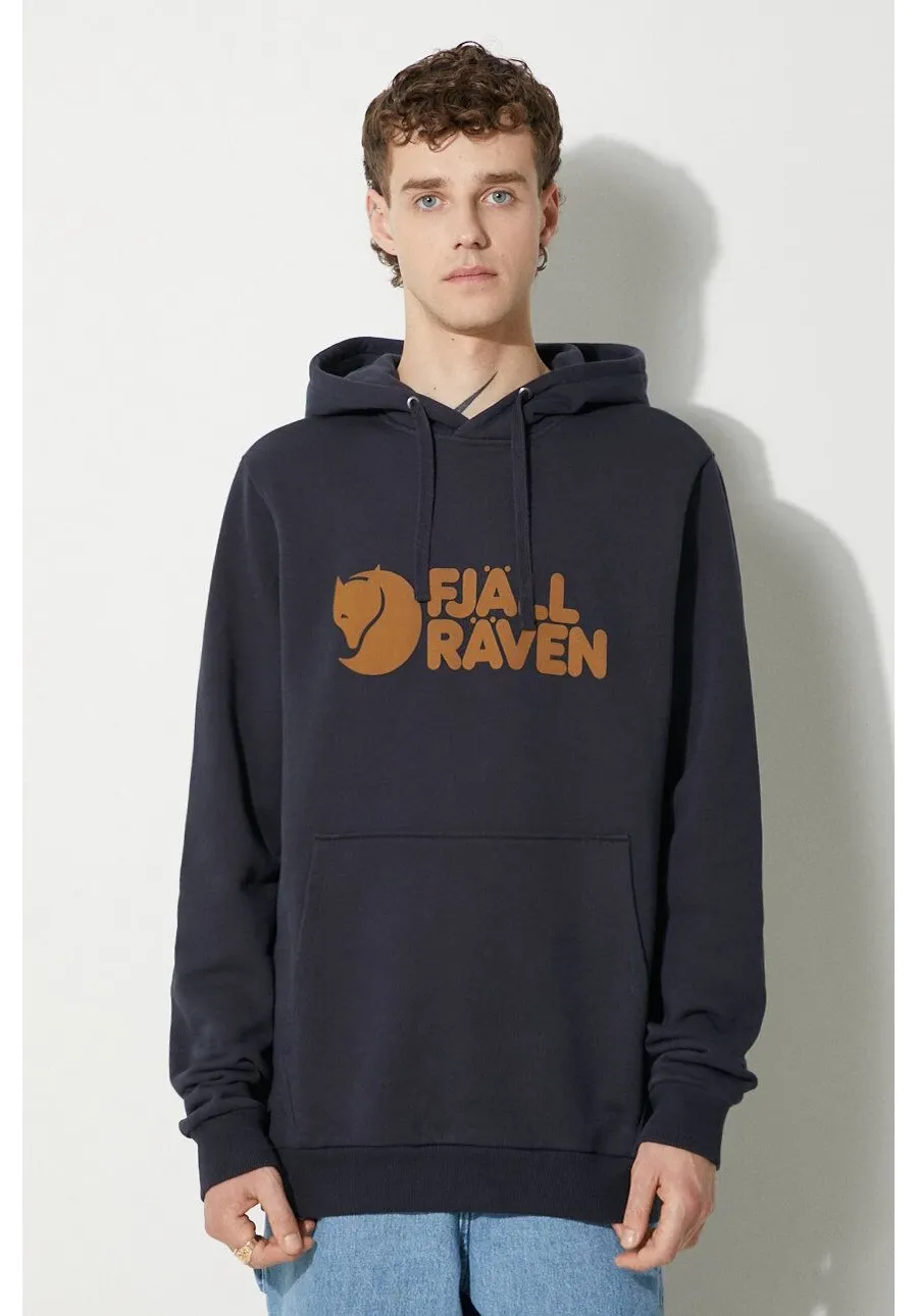 obrazek 1 Fjallraven bluza bawełniana męska kolor granatowy z kapturem z nadrukiem F84144.555-555