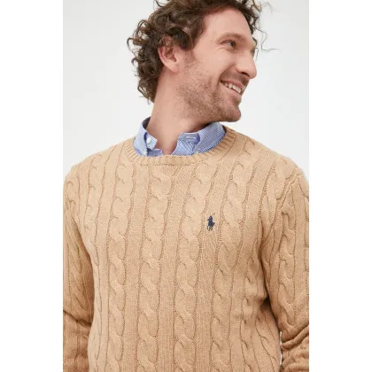 Zdjęcie Polo Ralph Lauren sweter bawełniany 710775885014 męski kolor beżowy lekki