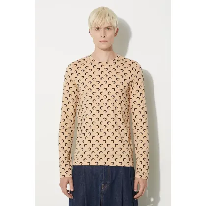 Zdjęcie Marine Serre t-shirt Recycled Moon Jersey Second Skin Regular Top męski kolor beżowy wzorzysty MTO116A.CJER0001