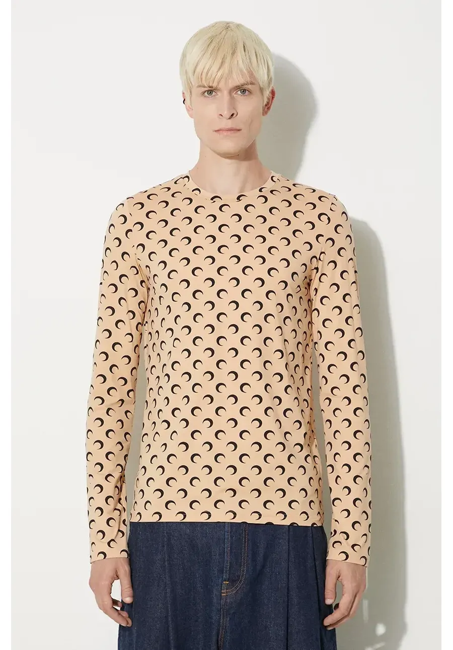 obrazek 1 Marine Serre t-shirt Recycled Moon Jersey Second Skin Regular Top męski kolor beżowy wzorzysty MTO116A.CJER0001