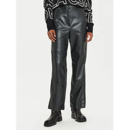 Zdjęcie Max Mara Leisure Spodnie z imitacji skóry Struzzo 2426786098 Czarny Straight Fit