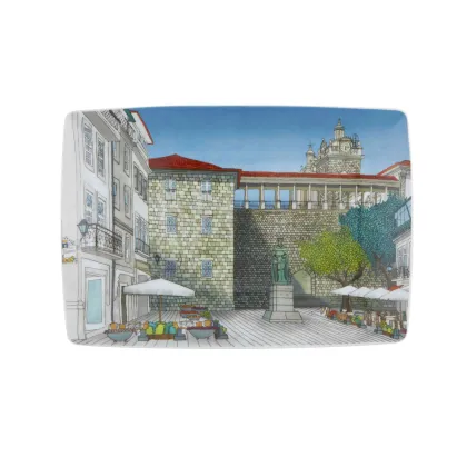 Picture A plate made of porcelain with a view of the city - Vista Alegre