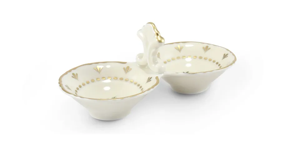 obrazek 4 Stylowa 25-częściowa zastawa obiadowa z porcelany z klasycznej kolekcji Bohemian rose ivory – Leander