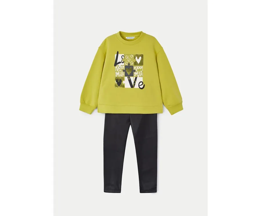 obrazek 1 Mayoral Komplet bluza i legginsy 4708 Zielony Regular Fit