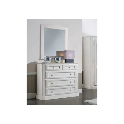 Zdjęcie Komoda z 5 szufladami z białym wykończeniem i szczotkowanymi częściami - Zanini