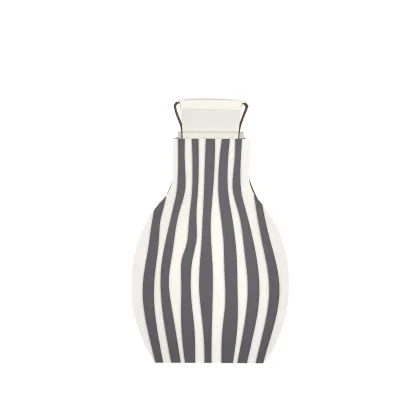 Zdjęcie Designerski wazon Otto 9x24xH44 cm ze skóry w kolorze białym i szarym w pionowe pasy