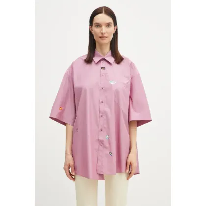 Zdjęcie Martine Rose koszula bawełniana Boxy Wrap damska kolor fioletowy relaxed z kołnierzykiem klasycznym 440WS22604