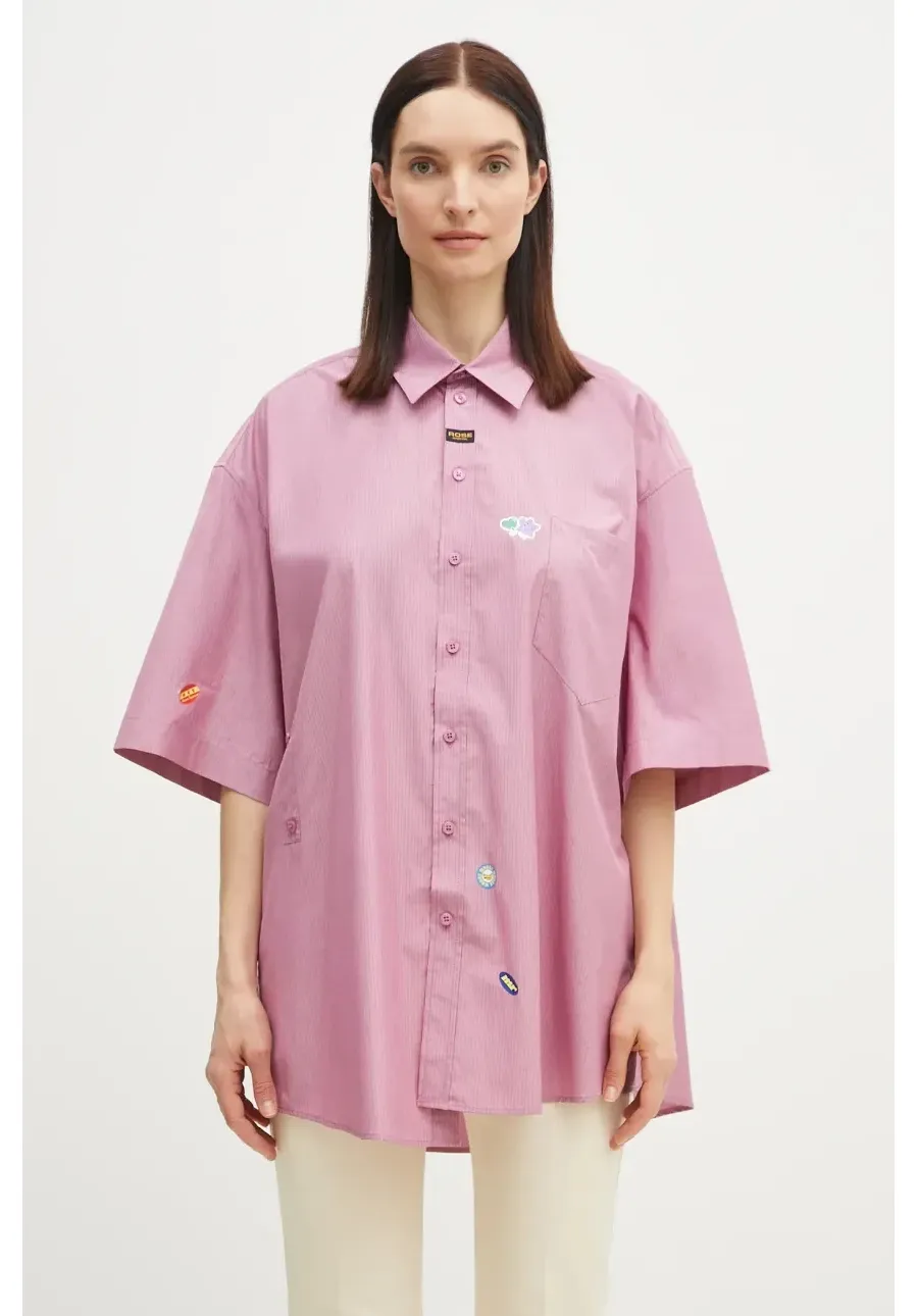 obrazek 1 Martine Rose koszula bawełniana Boxy Wrap damska kolor fioletowy relaxed z kołnierzykiem klasycznym 440WS22604