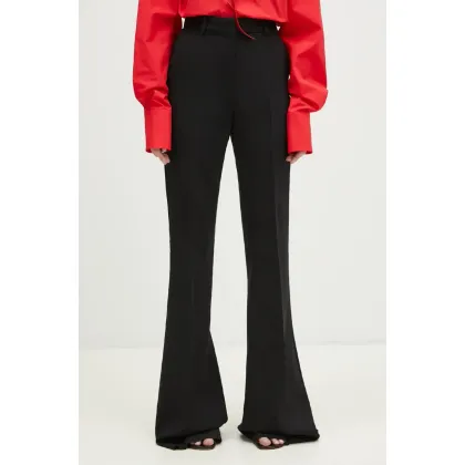 Zdjęcie Sportmax spodnie Bice damskie kolor czarny dzwony high waist 2422136014600