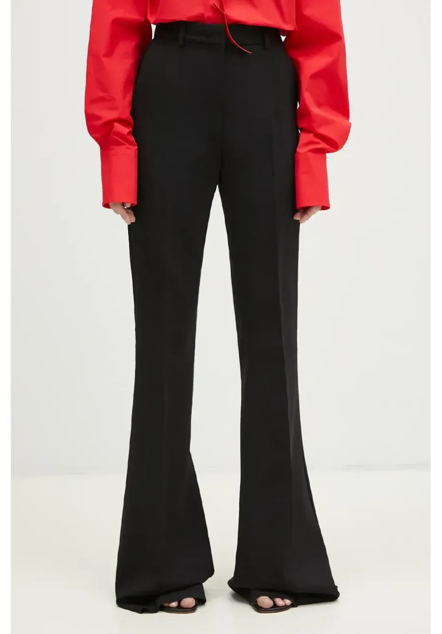 obrazek 1 Sportmax spodnie Bice damskie kolor czarny dzwony high waist 2422136014600