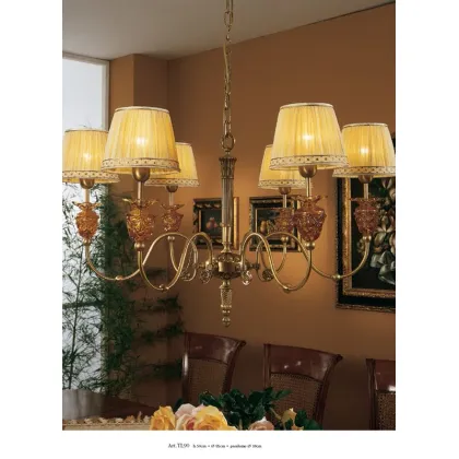 Zdjęcie Żyrandol z miseczkami z bursztynowej siatki i stożkowymi imperinami - Il Paralume Marina