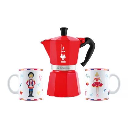 Zdjęcie Bialetti - Zestaw Nutcracker kawiarka Moka Express 6tz + 2 kubki 300ml BIALETTI