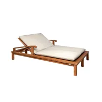 Picture Saint Laurent double deckchair on wheels made of natural teak