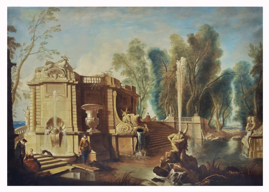 obrazek 2 Włoski krajobraz w stylu rzymskiej szkoły neoklasycznej 70x100 cm - Giancarlo D’Este