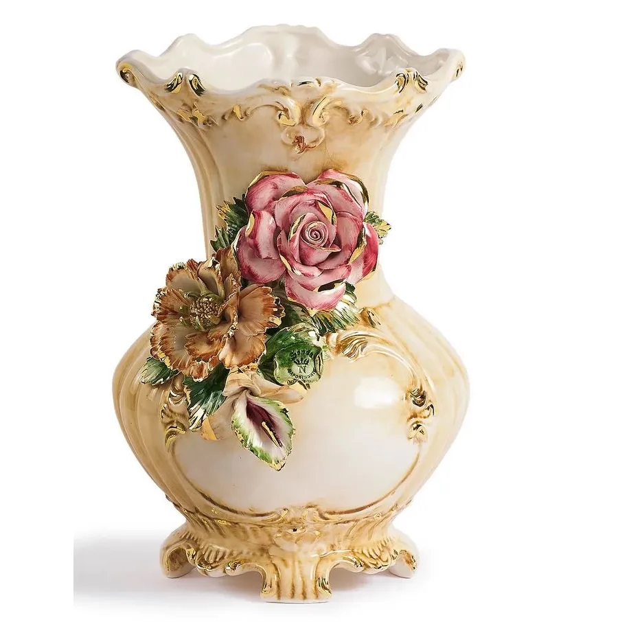 obrazek 1 Wazon ceramiczny z ręcznie malowanymi kwiatami