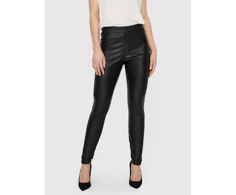 obrazek 1 Vero Moda Spodnie z imitacji skóry 10257164 Czarny Skinny Fit